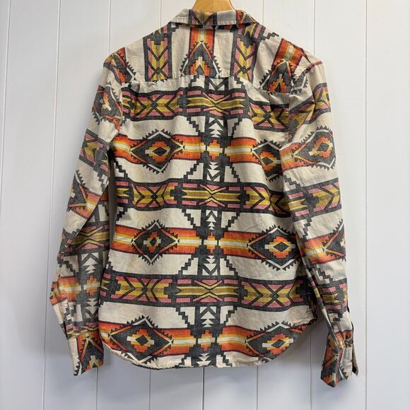 Carbon Mens Slim Fit Southwestern Rodeo Reverse Print Button Up Top Size M Indie - Picture 2 of 8